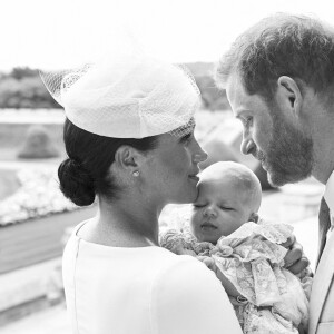 Baptême d'Archie Mountbatten-Windsor au château de Windsor, le 6 juillet 2019, en présence de ses parents le prince Harry et Meghan Markle.