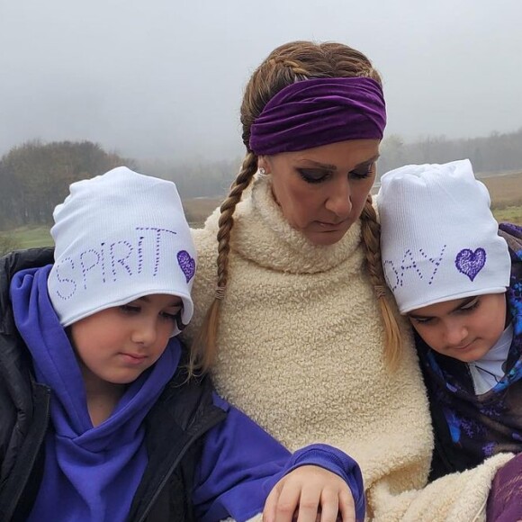 Céline Dion et ses jumeaux Nelson et Eddy. Instagram, octobre 2020.