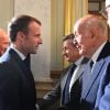 Le président de la République française Emmanuel Macron, le président du Conseil constitutionnel français Laurent Fabius et les membres du Conseil constitutionnel français Valery Giscard d'Estaing et Nicolas Sarkozy. © Christian Liewig/Pool/Bestimage 
