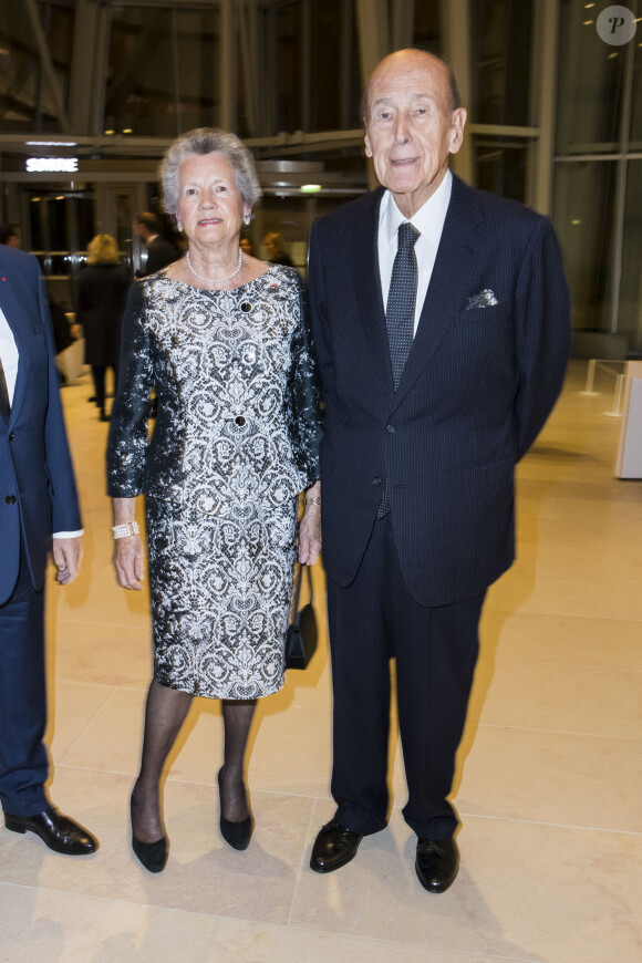 Valery Giscard d'Estaing et sa femme Anne-Aymone Giscard d'Estaing - Dîner d'inauguration de l'exposition "Icônes de l'Art Moderne. La Collection Chtchoukine" à la "Fondation Louis Vuitton" à Paris, France, le 20 octobre 2016.