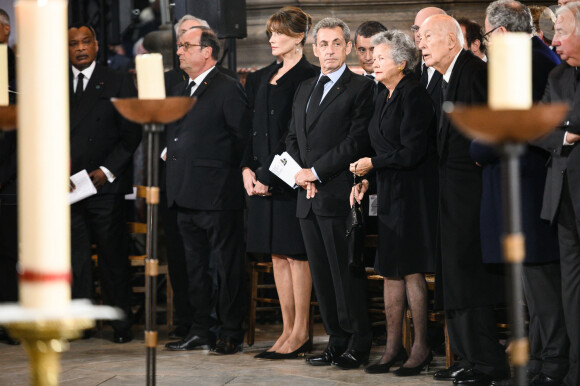 François Hollande, Carla Bruni-Sarkozy, Nicolas Sarkozy, Valery Giscard d'Estaing et sa femme Anne-Aymone - Obsèques de Jacques Chirac en l'église Saint-Sulpice à Paris le 30 Septembre 2019. ©Eliot Blondet / Pool / Bestimage 