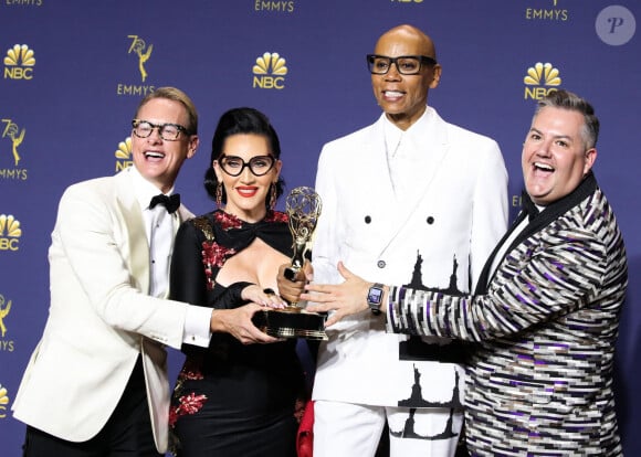 Ross Mathews, RuPaul Andre Charles, RuPaul, Michelle Visage - 70e Primetime Emmy Awards au théâtre Microsoft à Los Angeles le 17 septembre 2018.