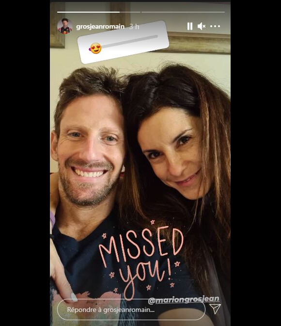 Romain Grosjean et sa femme Marion se sont retrouvés, quatre jours après l'accident qui aurait pu coûter la vie au pilote.