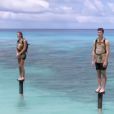 Brice, Alexandra et Loïc dans "Koh-Lanta, Les 4 Terres" sur TF1.