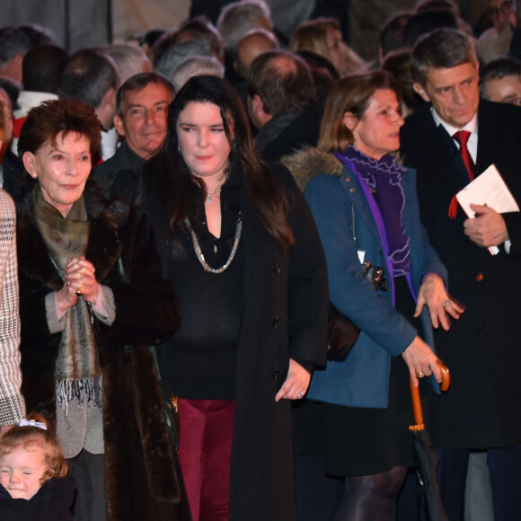 Le prince Albert II de Monaco, la princesse Charlene et leurs enfants, le prince Jacques et la princesse Gabriella, Elisabeth-Anne de Massy et sa fille Melanie Antoinette De Massy - La famille princière de Monaco lors de la traditionnelle célébration de la Sainte Dévote, Sainte patronne de Monaco, à Monaco. Le 26 janvier 2018 © Bruno Bebert / Bestimage