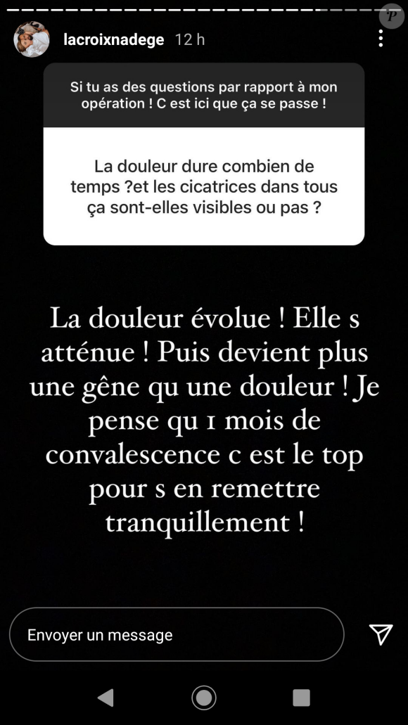 Nadège Lacroix répond aux questions de ses fans sur Instagram, le 16 décembre 2020