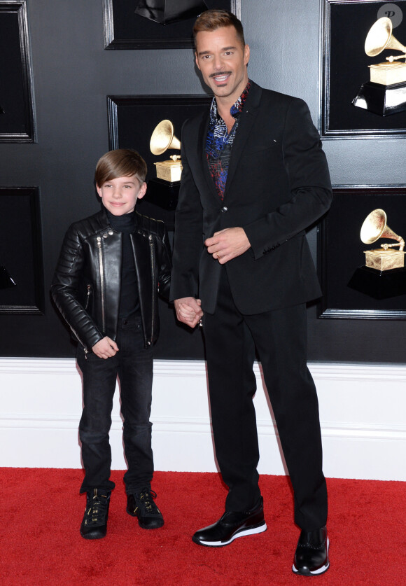 Naissance - Ricky Martin est papa pour la quatrième fois d'un petit garçon prénommé Renn - Ricky Martin et un de ses jumeaux Matteo Martin ou Valentino Martin - Les célébrités arrivent à la 61ème soirée annuelle des GRAMMY Awards à Los Angeles, le 10 février 2019 
