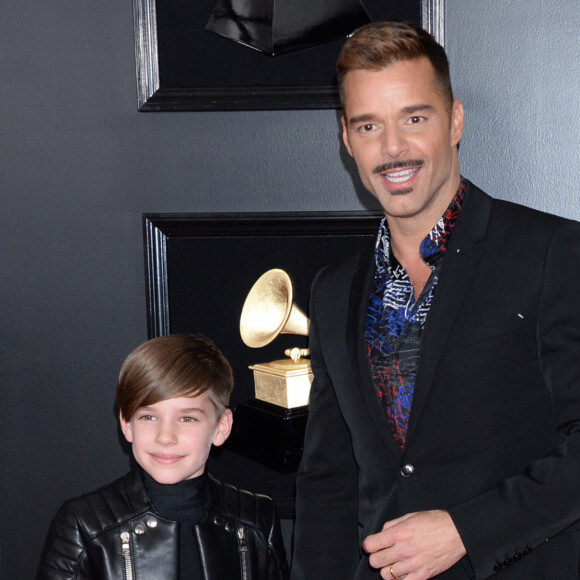 Naissance - Ricky Martin est papa pour la quatrième fois d'un petit garçon prénommé Renn - Ricky Martin et un de ses jumeaux Matteo Martin ou Valentino Martin - Les célébrités arrivent à la 61ème soirée annuelle des GRAMMY Awards à Los Angeles, le 10 février 2019 