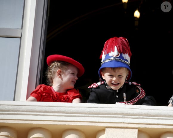 La princesse Gabriella et le prince Jacques (4 ans) - La famille princière de Monaco lors de la Fête nationale monégasque à Monaco. © Dylan Meiffret / Nice Matin / Bestimage