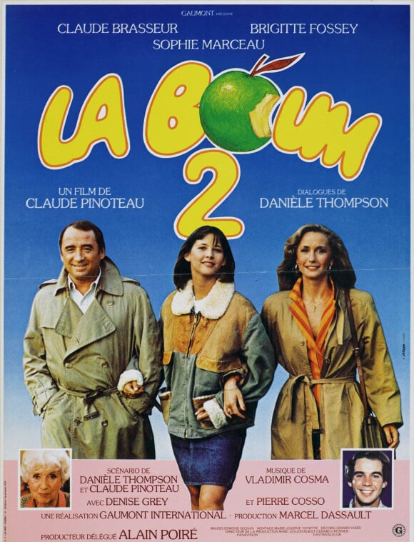 Affiche du film "La Boum 2" en 1982, avec Claude Brasseur, Sophie Marceau et Brigitte Fossey. 