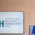 Le président français Emmanuel Macron, par vidéo, participe à la Conférence humanitaire nationale à Paris, en France, le 17 décembre 2020. © Eliot Blondet / Pool / Bestimage