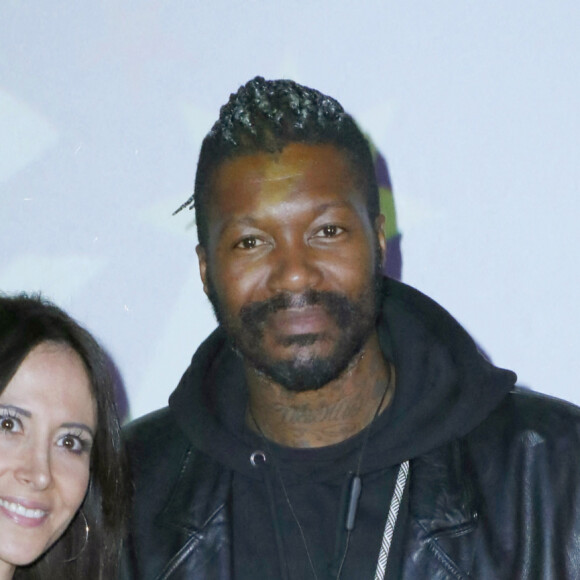 Fabienne Carat, Djibril Cissé - Lancement de la collection de mouchoirs "Lotus by MIKA" à l'Atelier des Lumières à Paris. Le 1er octobre 2020 © Christophe Aubert via Bestimage