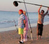 Exclusif - Mylène Demongeot, Claude Brasseur - Tournage du film "Camping 3" sur une plage au pied de la dune du Pyla le 8 septembre 2015.