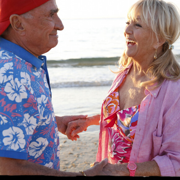 Claude Brasseur et Mylène Demongeot - Tournage du film "Camping 3" au Pyla le 8 septembre 2015. © Alain Guizard / Bestimage