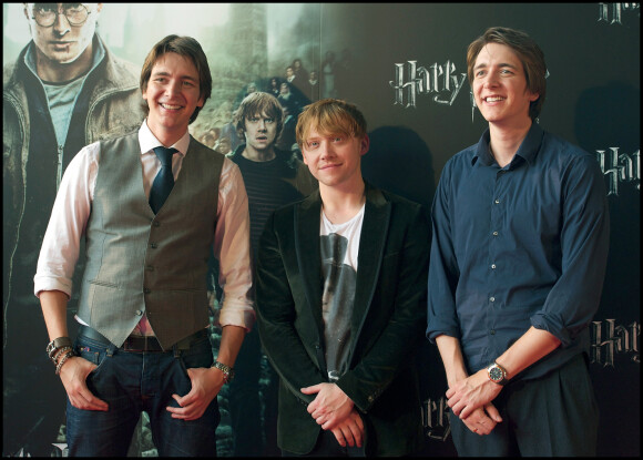 James Phelps, Rupert Grint et Oliver Phelps à la première du film "Harry Potter et les reliques de la mort : partie 2" à Madrid, en 2011.