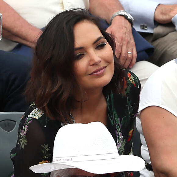 Valérie Bègue (Miss France 2008) en tribune lors des internationaux de tennis de Roland Garros le 28 mai 2018. © Dominique Jacovides-Cyril Moreau / Bestimage 