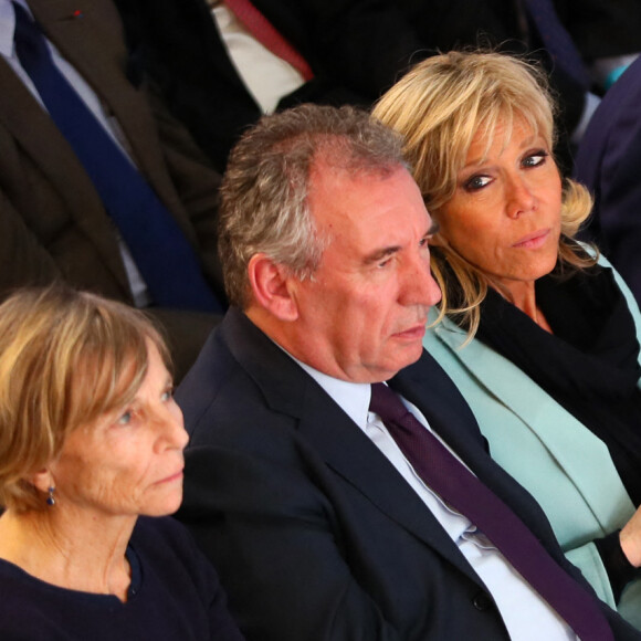 Marielle de Sarnez, François Bayrou et Brigitte Macron (Trogneux) - Emmanuel Macron anime une réunion publique au palais des congrès de Reims le 17 mars 2017. Emmanuel Macron, candidat à l'élection présidentielle pour son mouvement "En Marche!" est soutenu par F.Bayrou, M.deSarnez et JJ.Aillagon qui ont fait le déplacement. © Sébastien Valiela / Bestimage