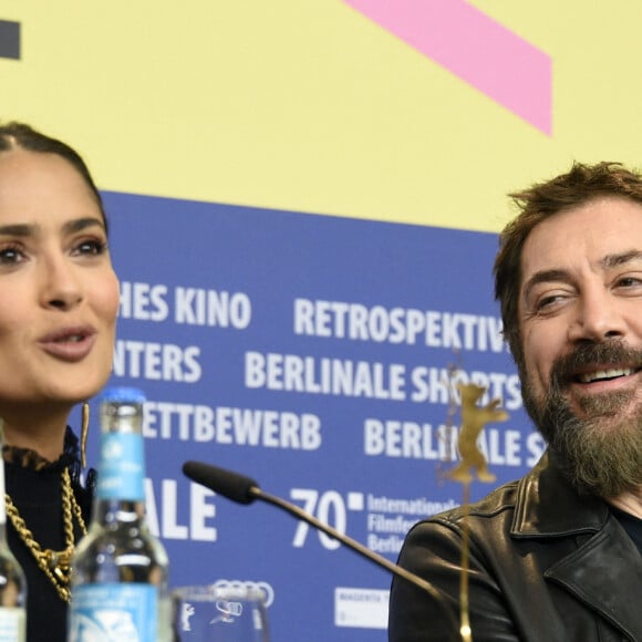 Salma Hayek et Javier Bardem - Conférence de presse avec les acteurs du film "The Roads Not Taken" lors du 70e Festival international du film de Berlin, La Berlinale. Le 26 février 2020. © Future-Image / Zuma Press / Bestimage