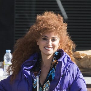 Exclusif - Penélope Cruz, Antonio Banderas et Irene Escolar sur le tournage du film "Compétition officielle" à Madrid. Le 25 septembre 2020.