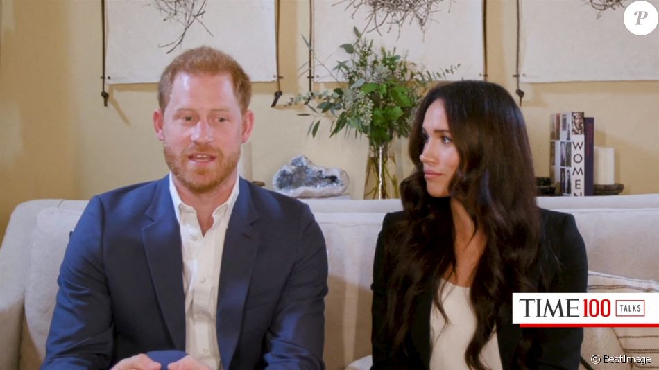 Le prince Harry, duc de Sussex, et Meghan Markle, duchesse de Sussex en interview pour l'émission "Engineering A Better World". Le 20 octobre 2020.