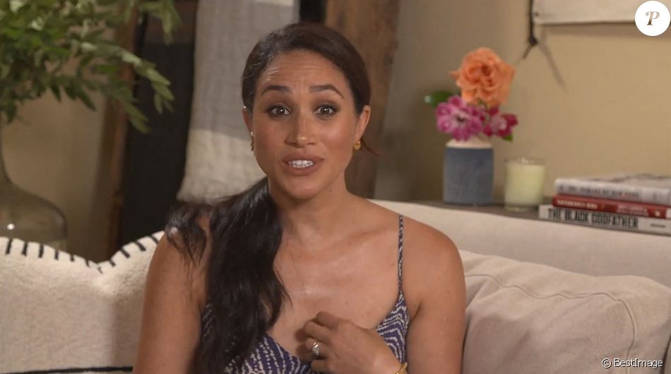 Meghan Markle, duchesse de Sussex en visioconférence avec le magazine Fortune. Le 14 octobre 2020.