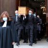 Exclusif - Sorties des obsèques de Hubert Auriol au Temple de l'Oratoire du Louvre à Paris. Le 18 janvier 2021