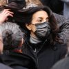 Exclusif - Soumia Malinbaum - Sorties des obsèques de Hubert Auriol au Temple de l'Oratoire du Louvre à Paris.