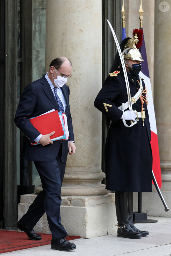 Le premier ministre, Jean Castex - Sorties du Conseil des ministres du mercredi 20 janvier 2021 au palais de l'Elysée à Paris © Stéphane Lemouton / Bestimage