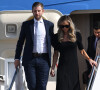 Eric Trump et sa femme Lara débarquent de Air Force One à l'aéroport international de Palm Beach le 20 janvier 2021.