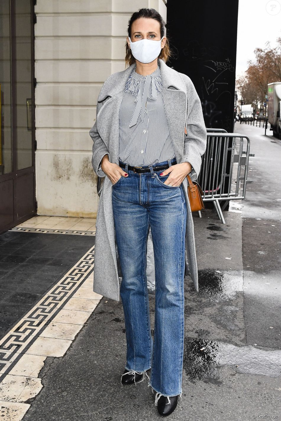 Exclusif - Camille Cottin (Marraine de A.Wetter) arrive pour la journée des Révélations César 2021 au théâtre Trianon à Paris, France, le 1er février 2021.