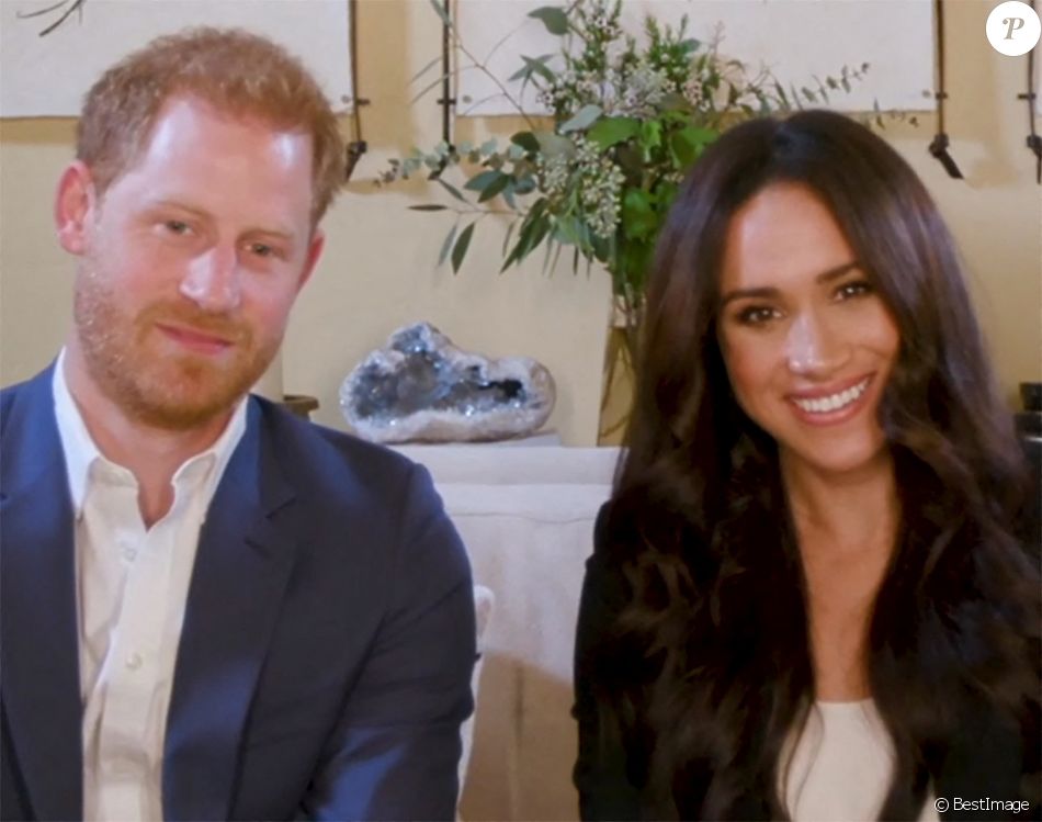 Le prince Harry, duc de Sussex, et Meghan Markle, duchesse de Sussex en interview pour l'émission Engineering A Better World TIME100, le 20 octobre 2020.
