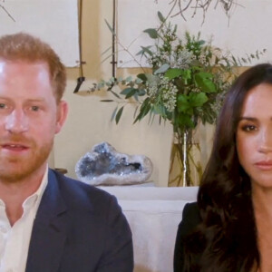 Le prince Harry, duc de Sussex, et Meghan Markle, duchesse de Sussex en interview pour l'émission Engineering A Better World TIME100, le 20 octobre 2020.