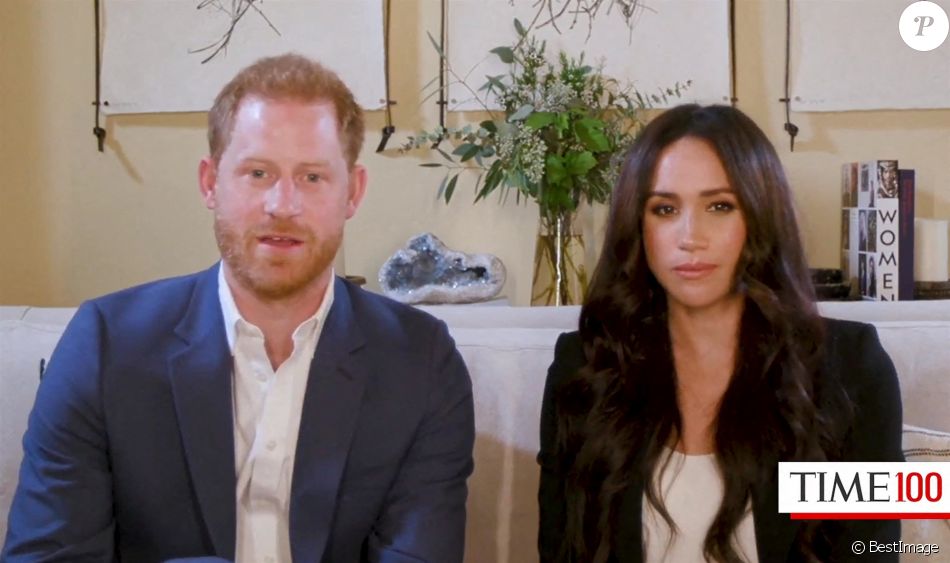 Le prince Harry, duc de Sussex, et Meghan Markle, duchesse de Sussex en interview pour l'émission Engineering A Better World TIME100, le 20 octobre 2020.