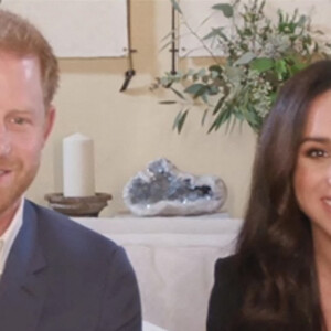 Le prince Harry, duc de Sussex, et Meghan Markle, duchesse de Sussex en interview pour l'émission Engineering A Better World TIME100, le 20 octobre 2020.