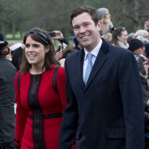 La princesse Eugénie d'York et son mari Jack Brooksbank - La famille royale britannique se rend à la messe de Noël à l'église Sainte-Marie-Madeleine à Sandringham.