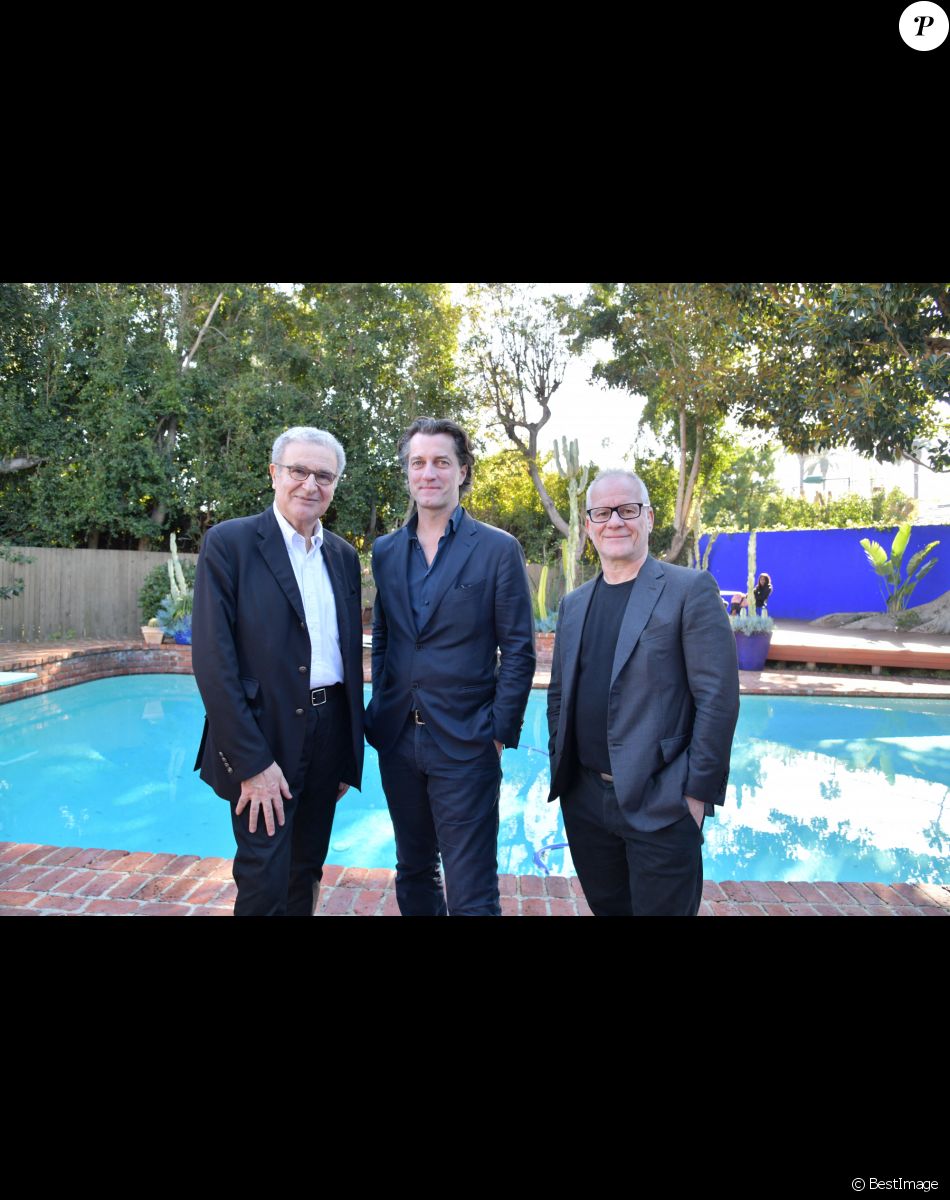 Exclusif - Serge Toubiana, Dominique Boutonnat, Président du Centre national du cinéma et Thierry Frémaux - Rendez-vous avec l'équipe du film "Les Misérables" , nommé aux Oscars 2020, à Los Angeles le 8 février 2020 en marge d'une réception à l'Ambassade de France. Le film les Misérables est nommé dans la catégorie meilleur film étranger. © Stéphane Kossmann / Bestimage