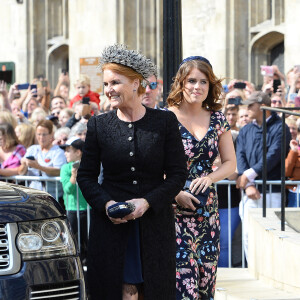 La princesse Eugenie d'York et sa mère Sarah Margaret Ferguson, duchesse d'York - Les invités arrivent au mariage de Ellie Goulding et Caspard Jopling en la cathédrale d'York, le 31 août 2019.