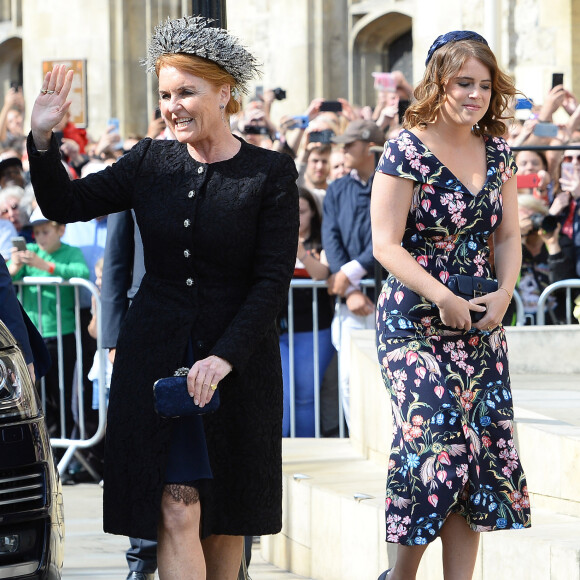 La princesse Eugenie d'York et sa mère Sarah Margaret Ferguson, duchesse d'York - Les invités arrivent au mariage d'Ellie Goulding et C.Jopling en la cathédrale d'York, le 31 août 2019