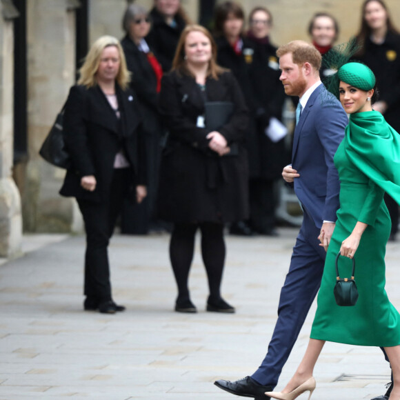 Le prince Harry, duc de Sussex, et Meghan Markle, duchesse de Sussex - La famille royale d'Angleterre lors de la cérémonie du Commonwealth en l'abbaye de Westminster à Londres, le 9 mars 2020.