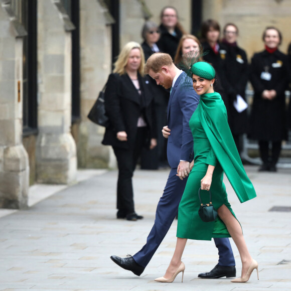 Le prince Harry, duc de Sussex, et Meghan Markle, duchesse de Sussex - La famille royale d'Angleterre lors de la cérémonie du Commonwealth en l'abbaye de Westminster à Londres, le 9 mars 2020.