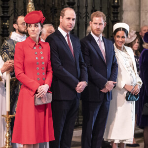 Catherine Kate Middleton, duchesse de Cambridge, le prince William, duc de Cambridge, le prince Harry, duc de Sussex, Meghan Markle (enceinte), duchesse de Sussex