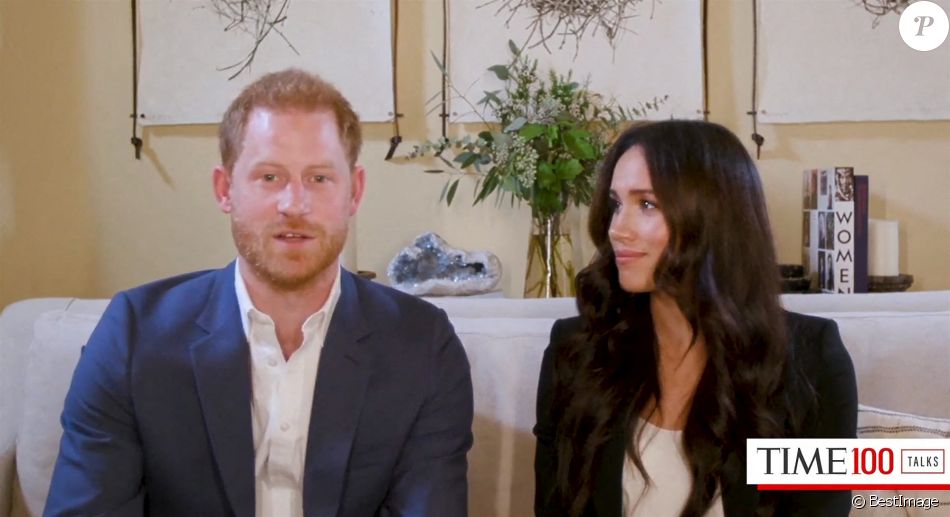 Le prince Harry, duc de Sussex, et Meghan Markle, duchesse de Sussex en interview pour l'émission Engineering A Better World TIME100, le 20 octobre 2020