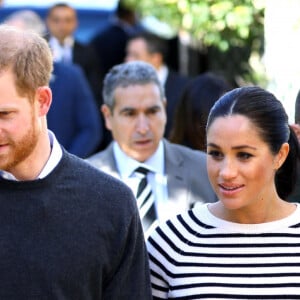 Le prince Harry, duc de Sussex et Meghan Markle (enceinte), duchesse de Sussex en visite à la Villa des Ambassadeurs à Rabat lors de leur voyage officiel au Maroc. Le 25 février 2019