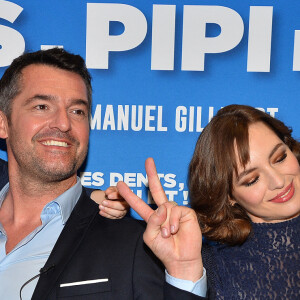 Timéo Bolland, Arnaud Ducret, Louise Bourgoin et Saskia de Melo Dillais - Avant-première du film "Les dents, pipi et au lit" au cinéma UGC Ciné Cité Les Halles à Paris. Le 27 mars 2018. © Veeren/Bestimage