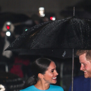 Le prince Harry, duc de Sussex, et Meghan Markle, duchesse de Sussex arrivent à la cérémonie des Endeavour Fund Awards au Mansion House à Londres, Royaume Uni, le 5 mars 2020.