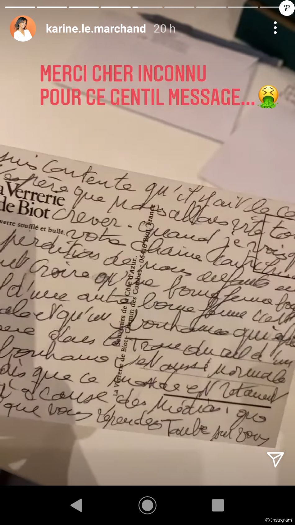 Karine Le Marchand reçoit une lettre immonde, le 3 mars 2021