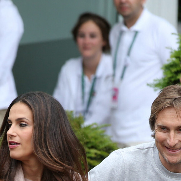 Elisa Tovati et son mari Sébastien Saussez - People au village des Internationaux de France de tennis de Roland Garros à Paris, le 30 mai 2014.