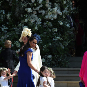 Kate Middleton, duchesse de Cambridge, La princesse Charlotte de Cambridge, Le prince George de Cambridge et les demoiselles d'honneur - Cérémonie de mariage du prince Harry et de Meghan Markle en la chapelle Saint-George au château de Windsor, Royaume Uni, le 19 mai 2018.