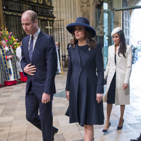 Le prince William, duc de Cambridge, Kate Catherine Middleton (enceinte), duchesse de Cambridge, Meghan Markle et le prince Harry - La famille royale d'Angleterre lors de la cérémonie du Commonwealth en l'abbaye Westminster à Londres. Le 12 mars 2018