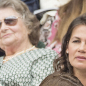 Catherine (Kate) Middleton, duchesse de Cambridge, Meghan Markle, duchesse de Sussex, et Pippa Middleton dans les tribunes lors de la finale femme de Wimbledon "Serena Williams - Simona Halep (2/6 - 2/6) à Londres, le 13 juillet 2019.